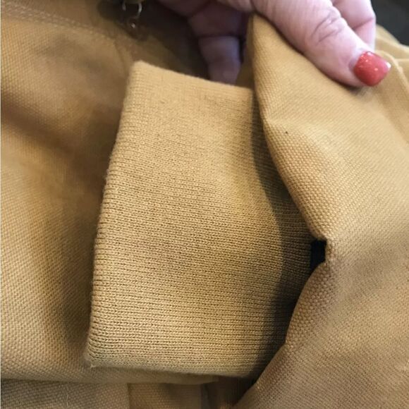 Hawx men hooded camel color work coat zip long sleeve lined pockets - Picture 6 of 12